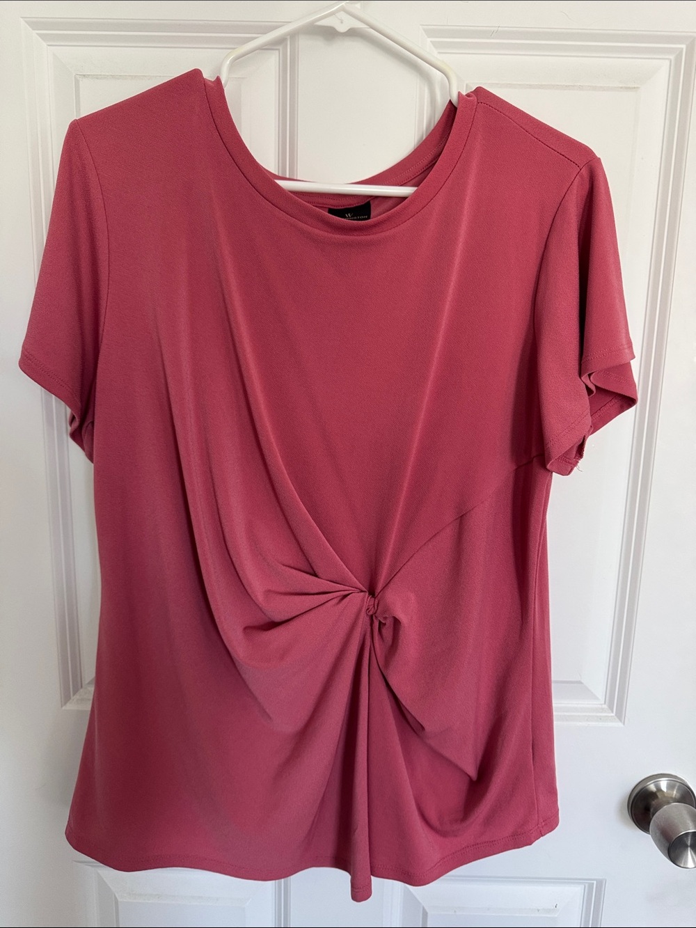 Worthington Twist-Front Short Sleeve Top - Rose